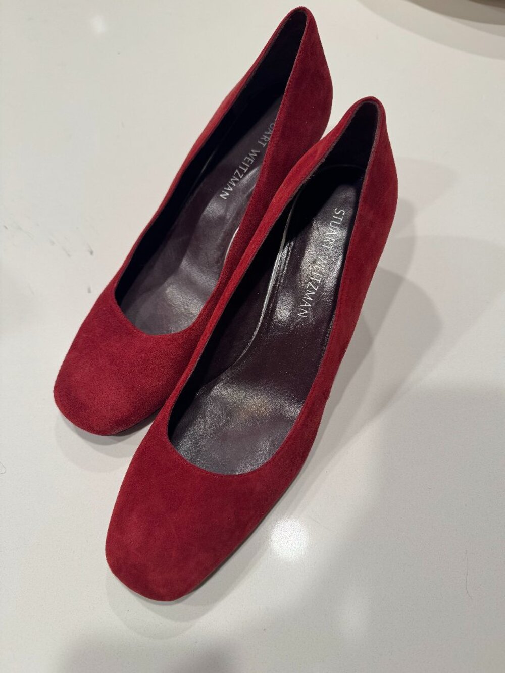 Stuart Weitzman - Like new - Red Suede Block Heel Pumps - Size 11.5M